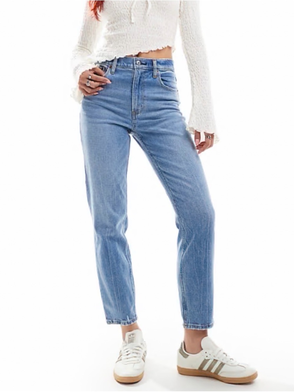 Abercrombie & Fitch High-Rise Mom Fit Blue Straight Jeans